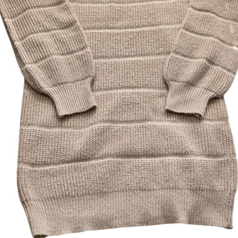 Ribbed Knit High Neck Sweater Dress Drop Shoulder Mini Cozy Minimalist Chic M - Picture 10 of 10